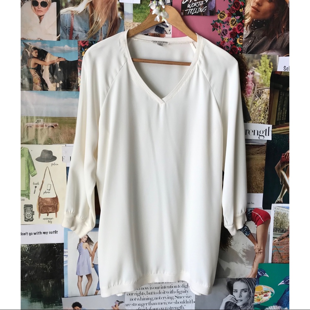 Hannah Cream V-neck Blouse